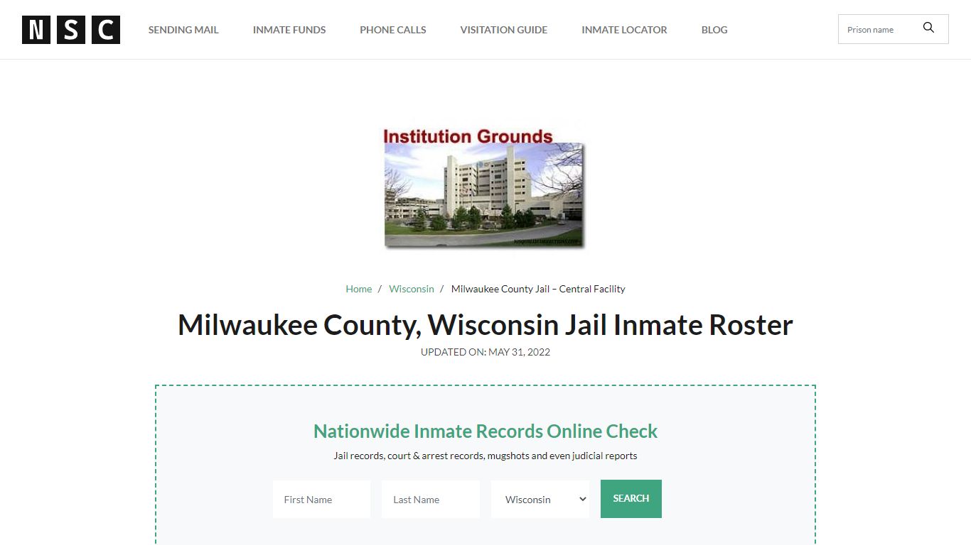 Milwaukee County, Wisconsin Jail Inmate List